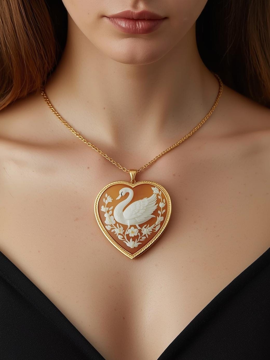 Swan cameo necklace