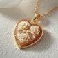 Heart cameo necklace - Roses