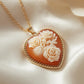 Heart cameo necklace with flowers