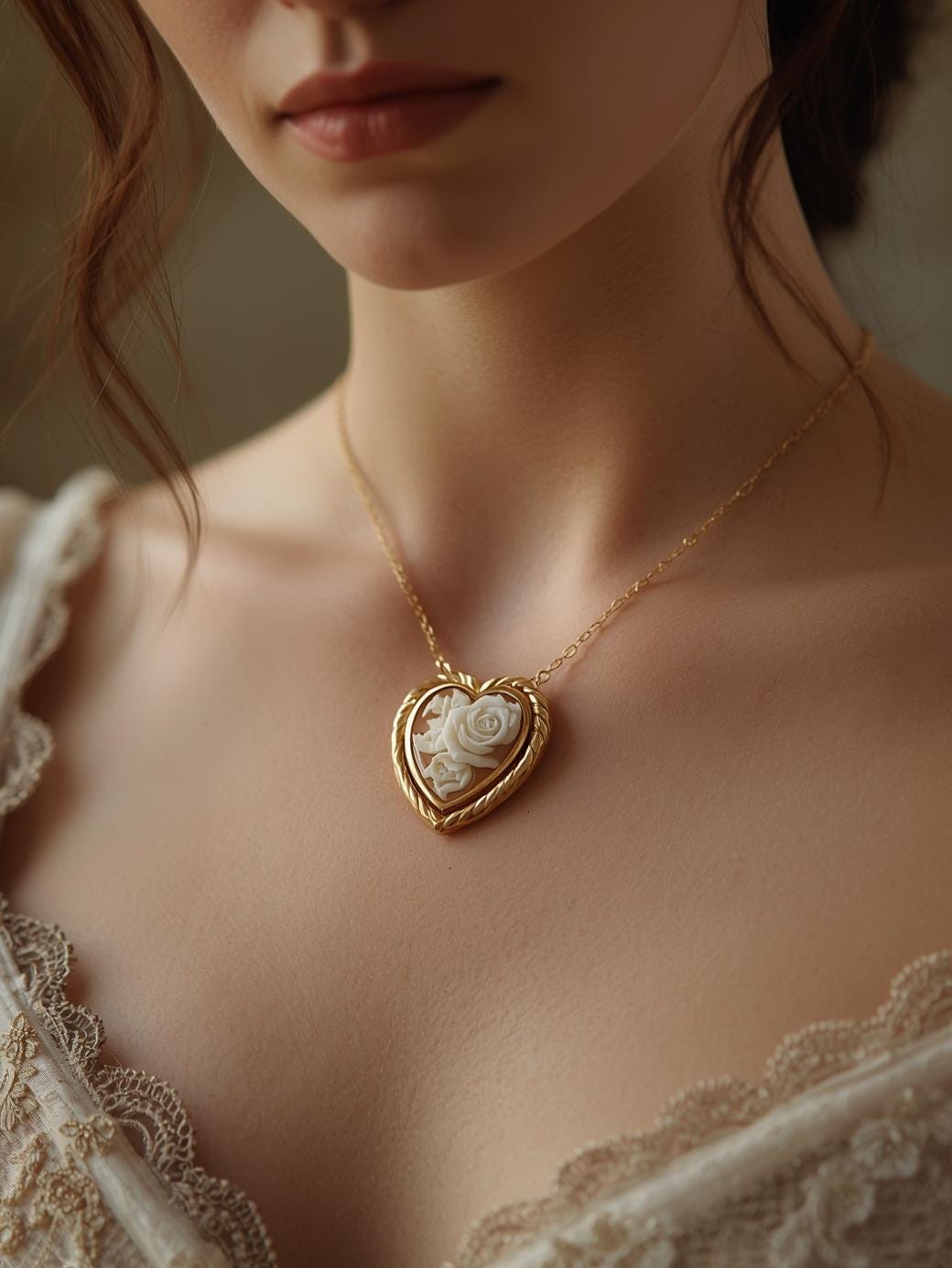 Heart Shaped Cameo Necklace