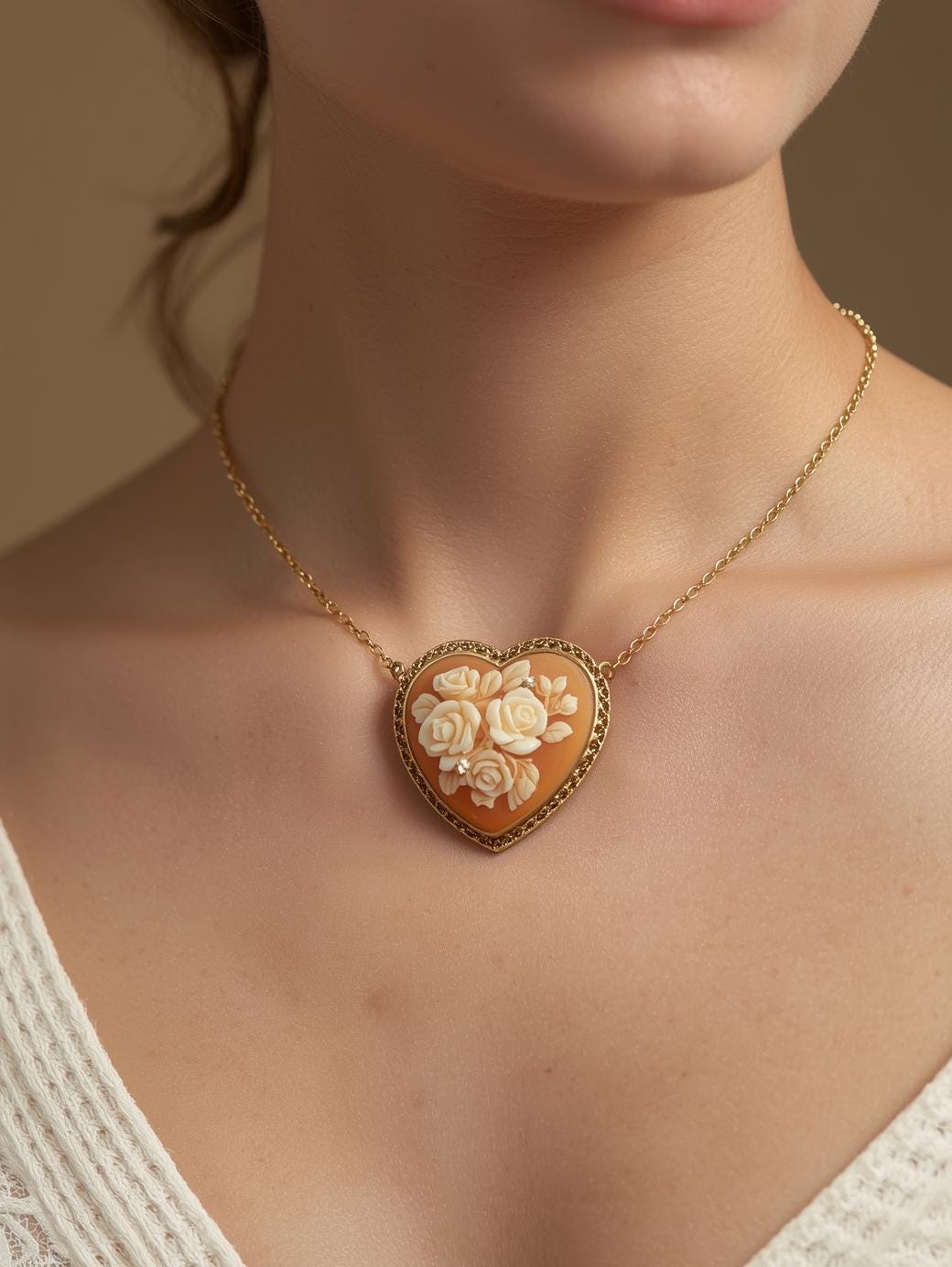 Heart Shaped Cameo Necklace