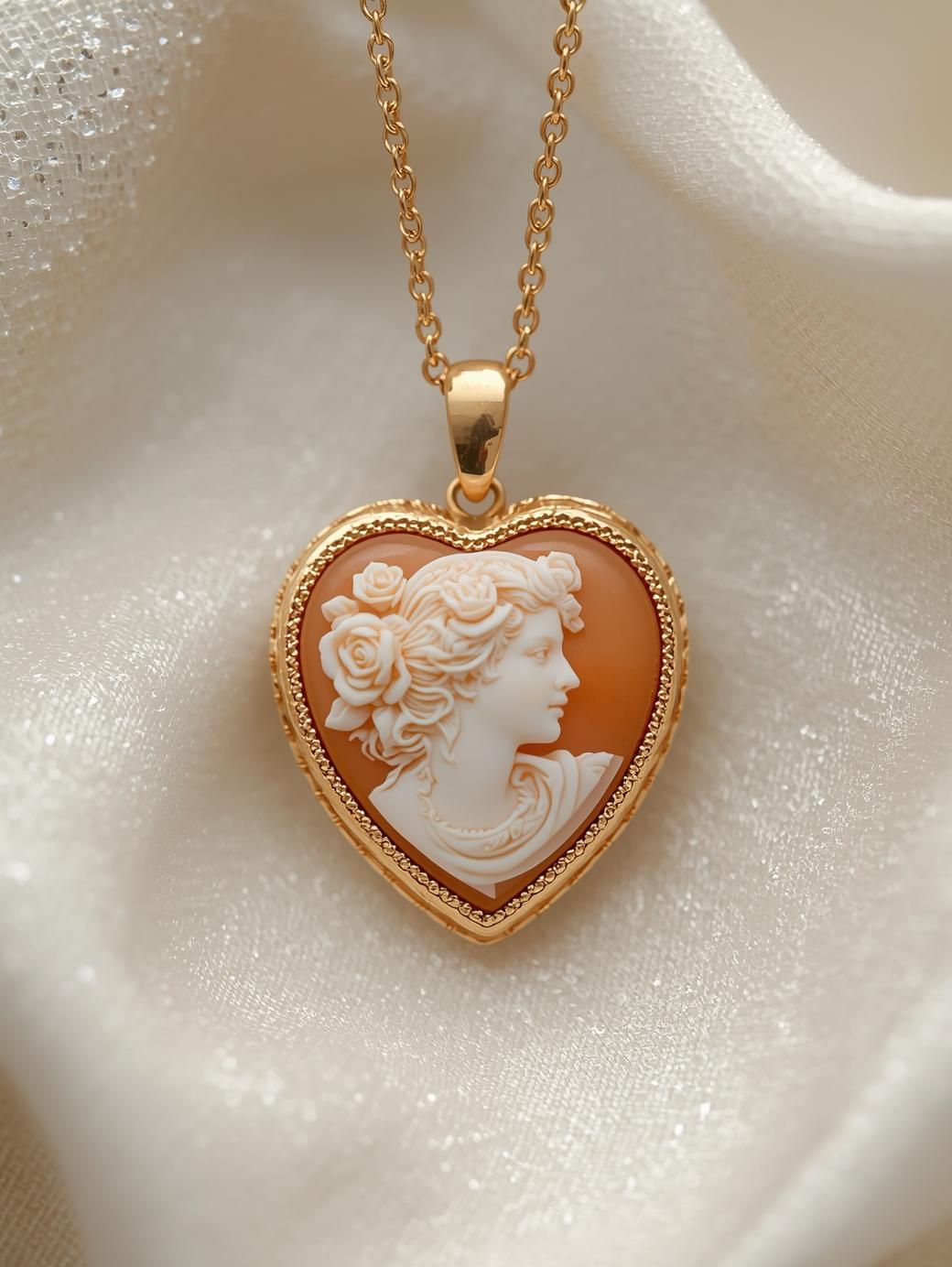 Heart Rose Cameo