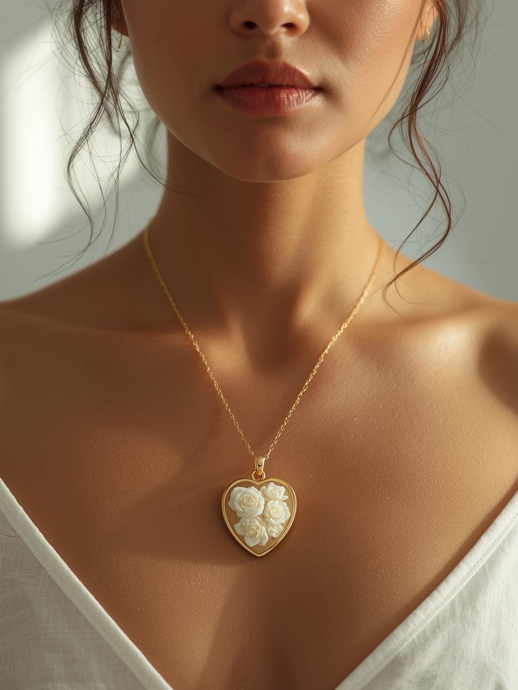 Heart Rose Cameo