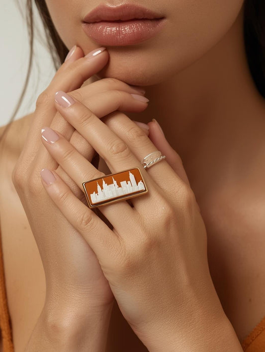 New York City Skyline Cameo Ring