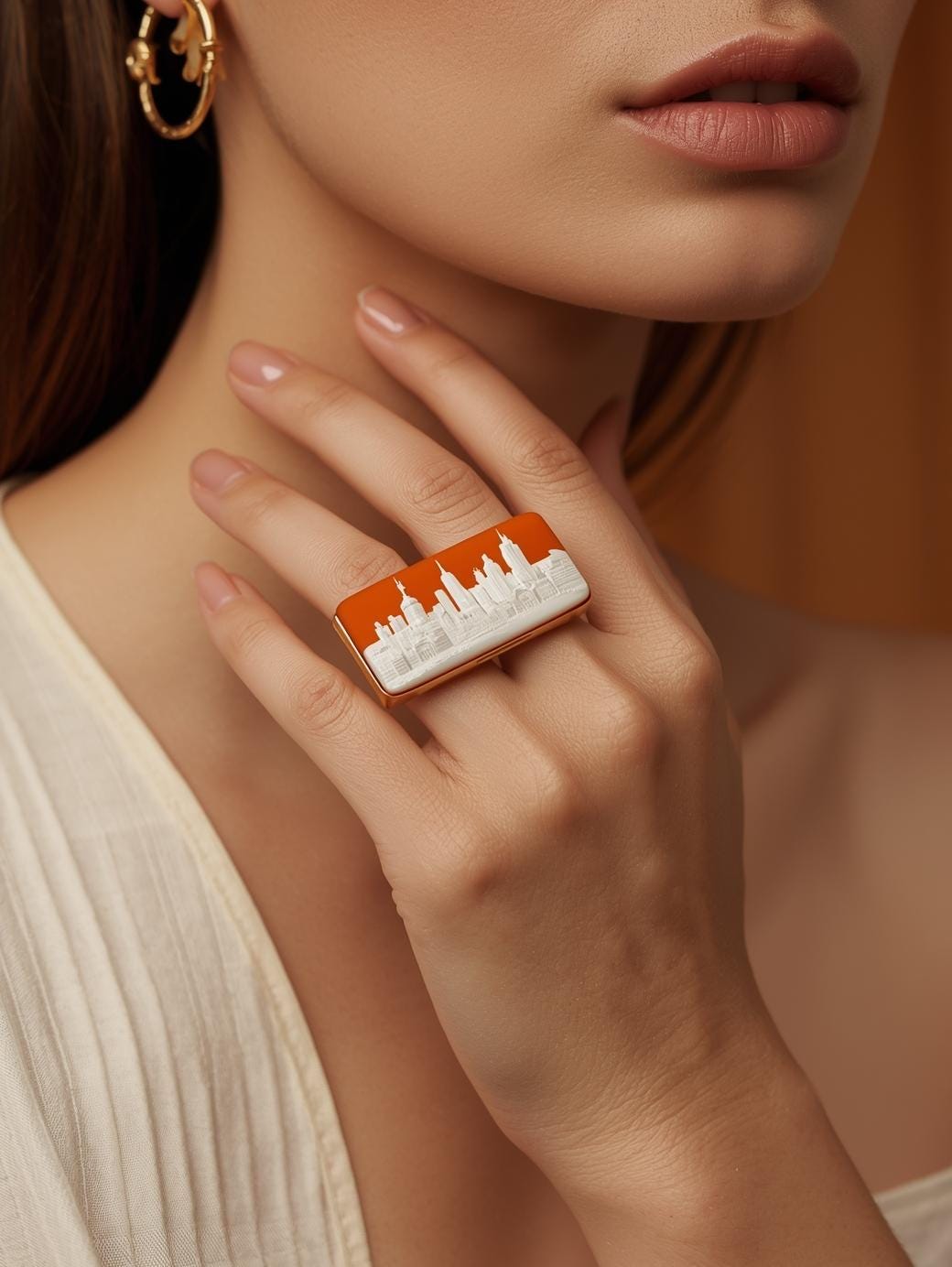 Customisable Cityscape Cameo Ring
