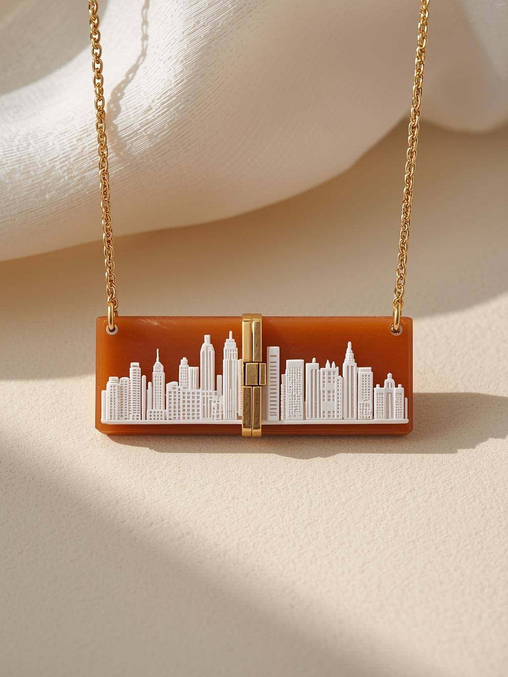 NYC Skyline Cameo necklace
