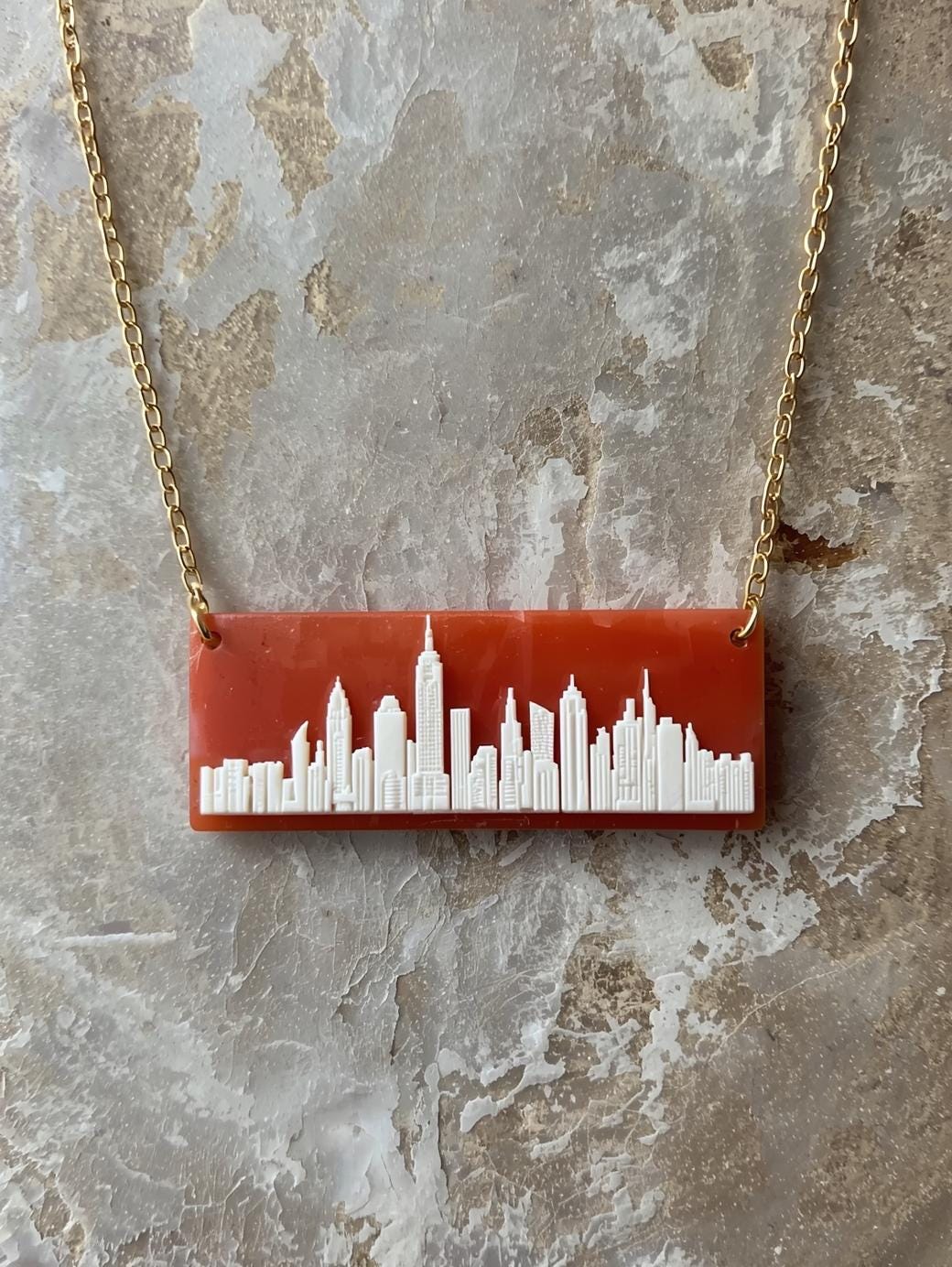 NYC Skyline Cameo necklace