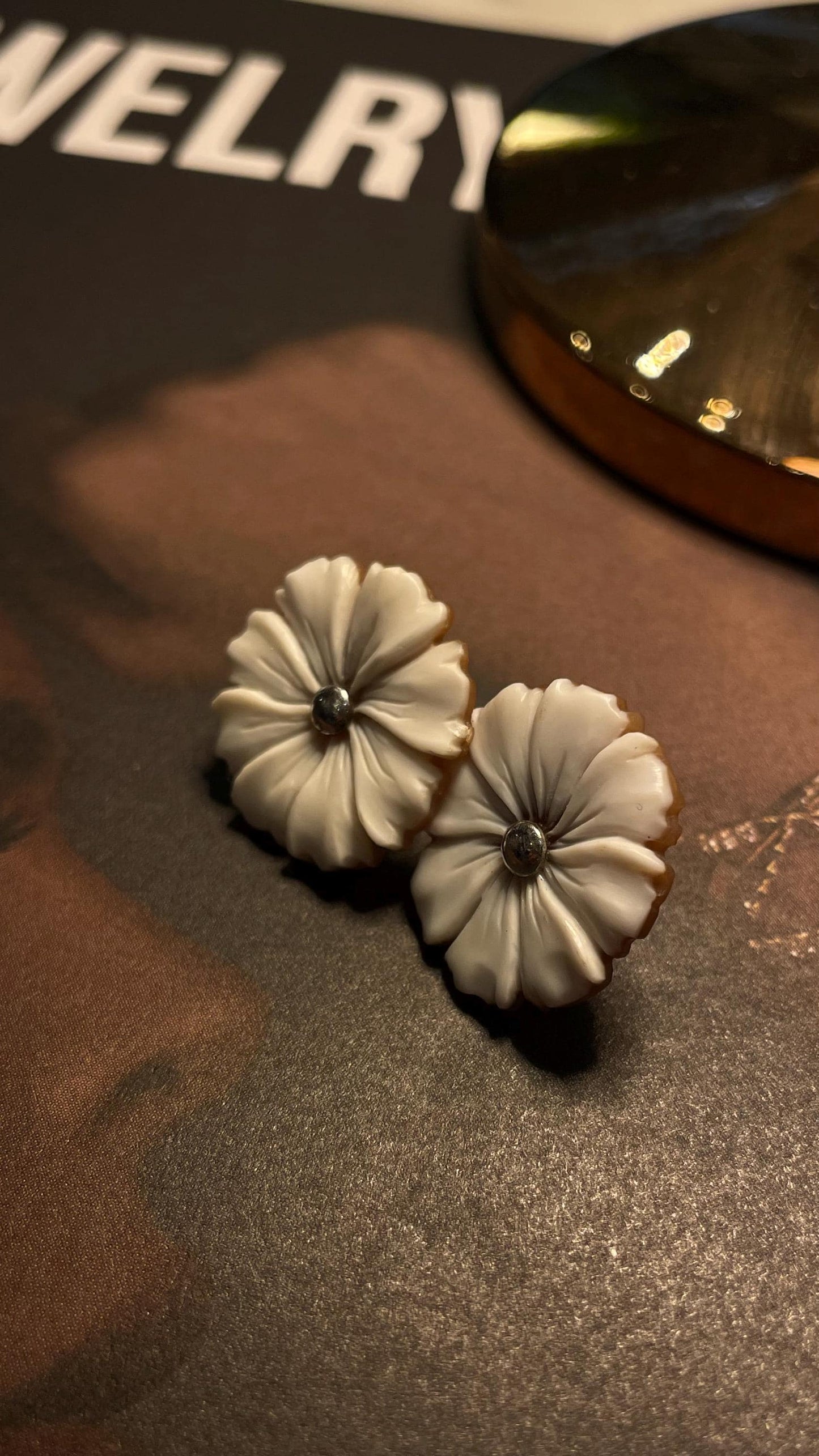 Floral Cameo Earrings, 100% seashell