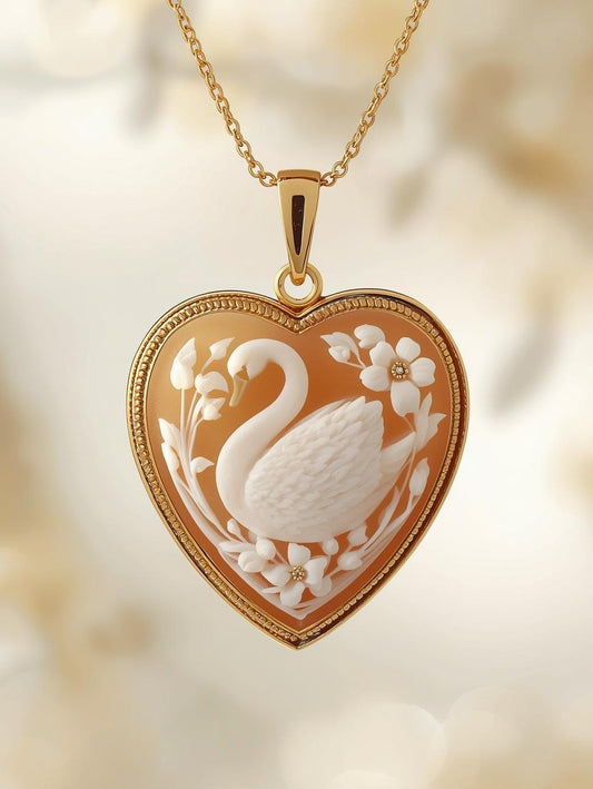 Swan cameo necklace