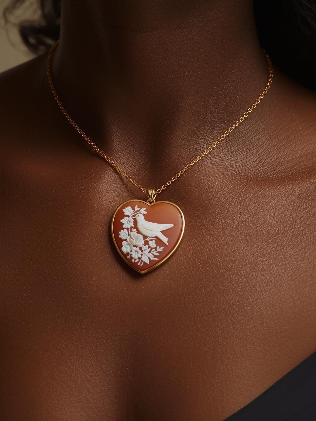 Bird cameo necklace