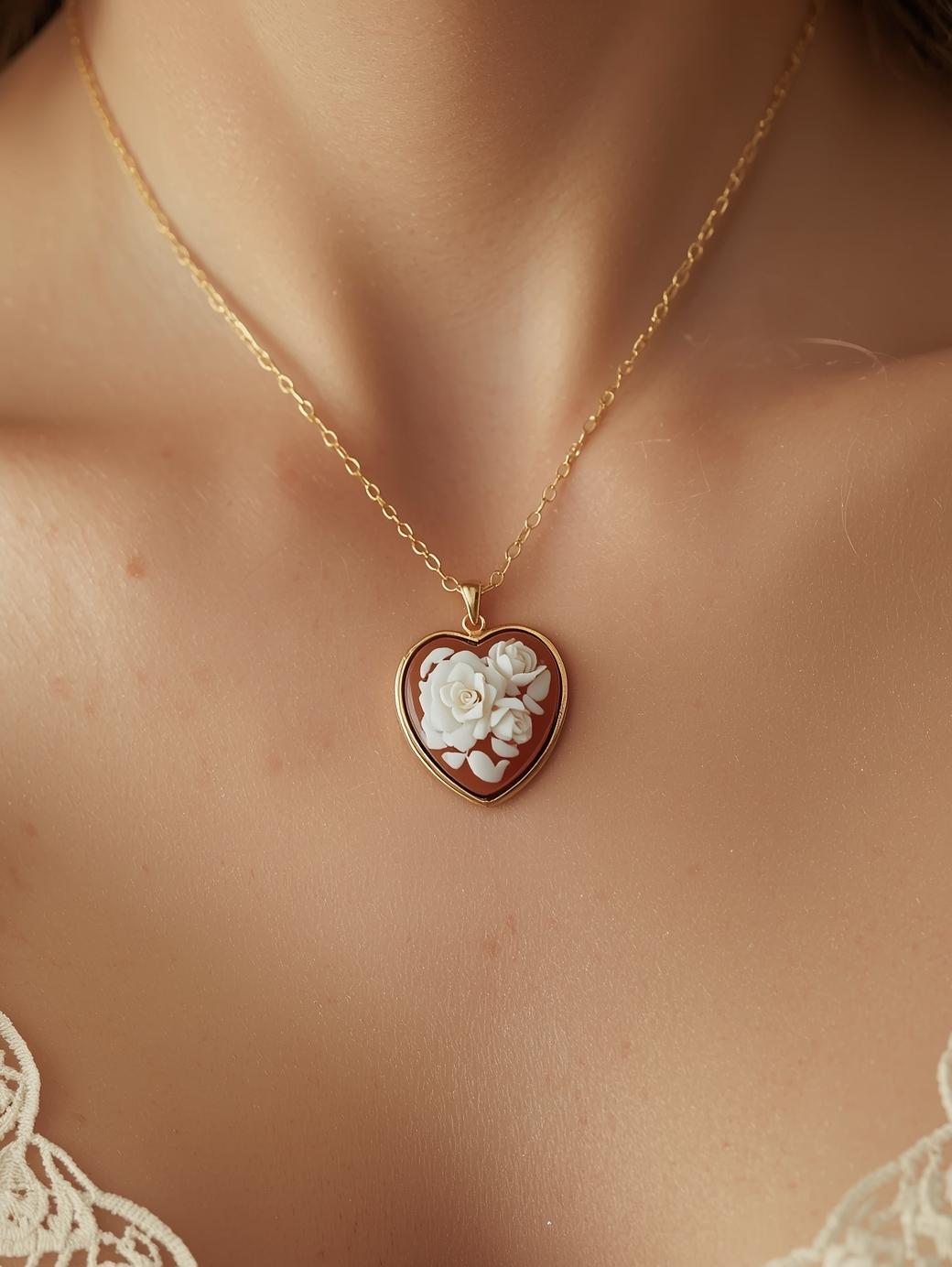 Heart cameo necklace
