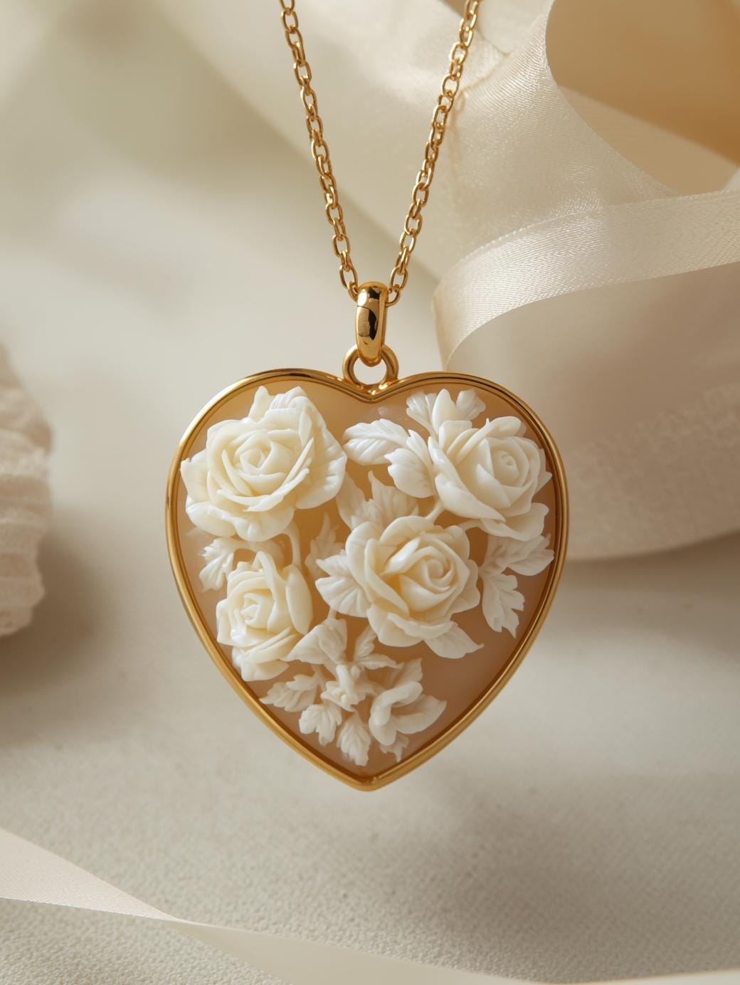 Heart cameo necklace