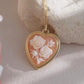 Heart cameo necklace with flowers