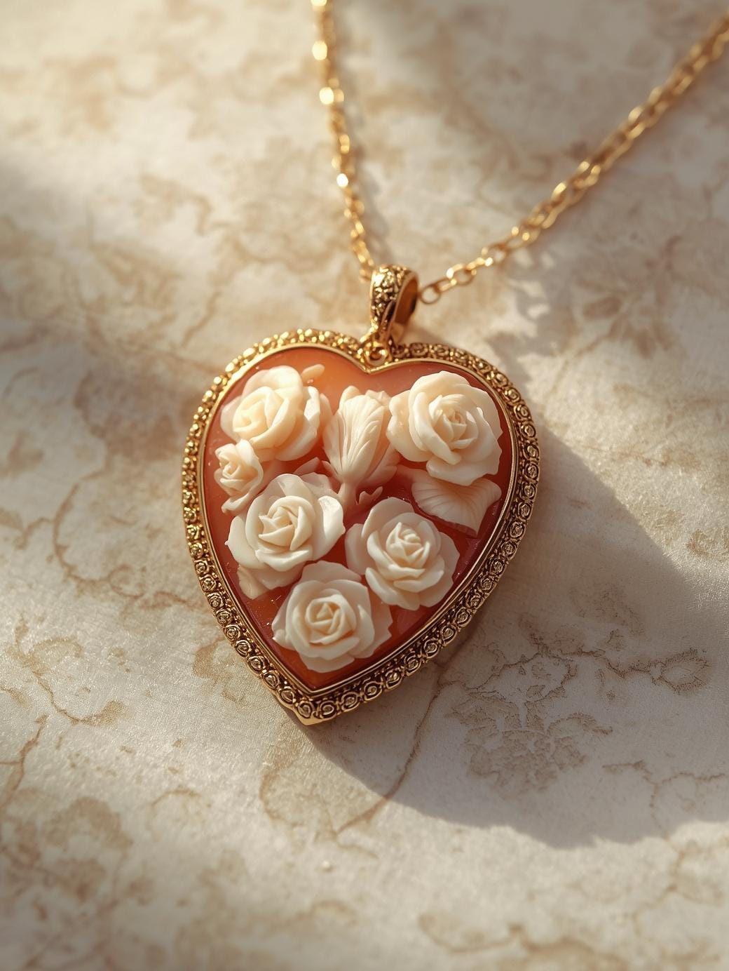 Heart cameo necklace