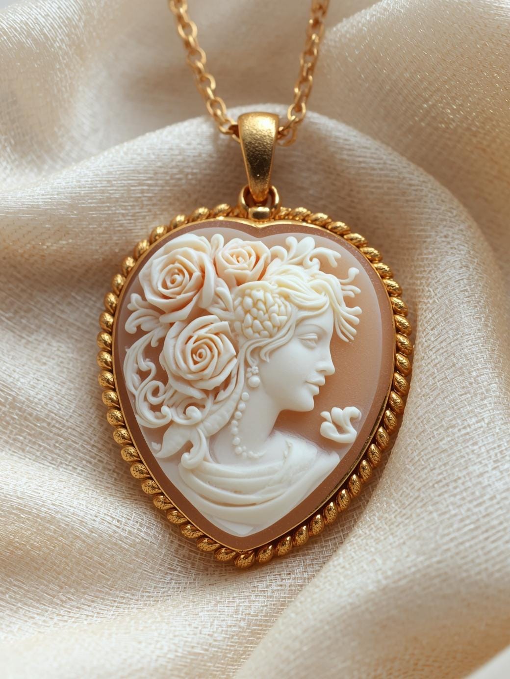 Heart Rose Cameo
