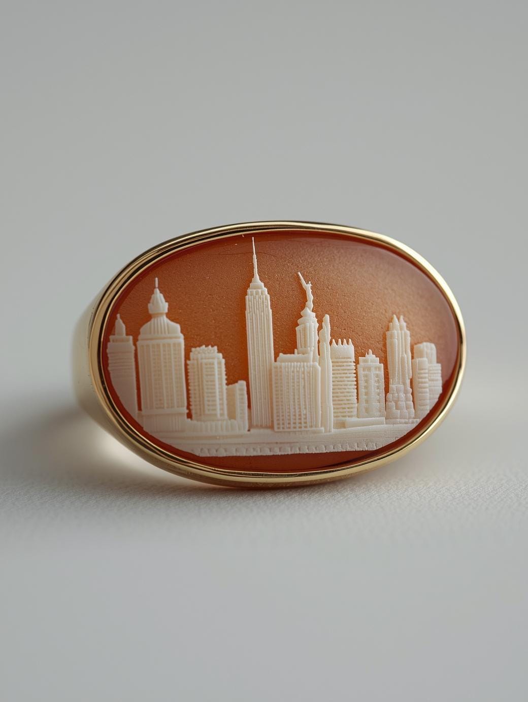 New York City cameo ring