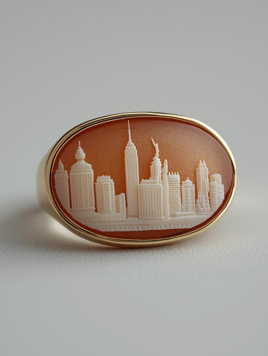 Customisable Cityscape Cameo Ring