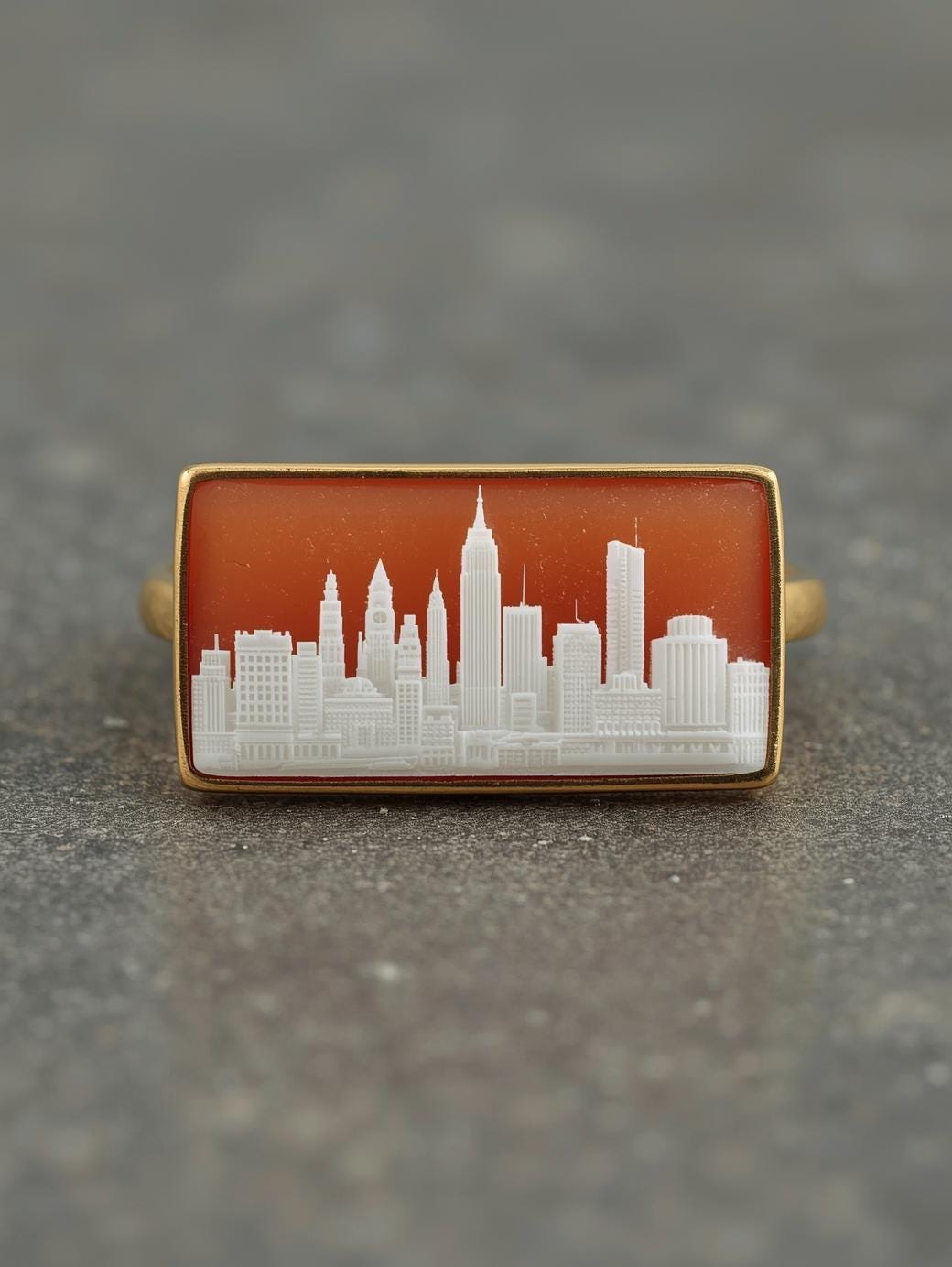 Customisable Cityscape Cameo Ring