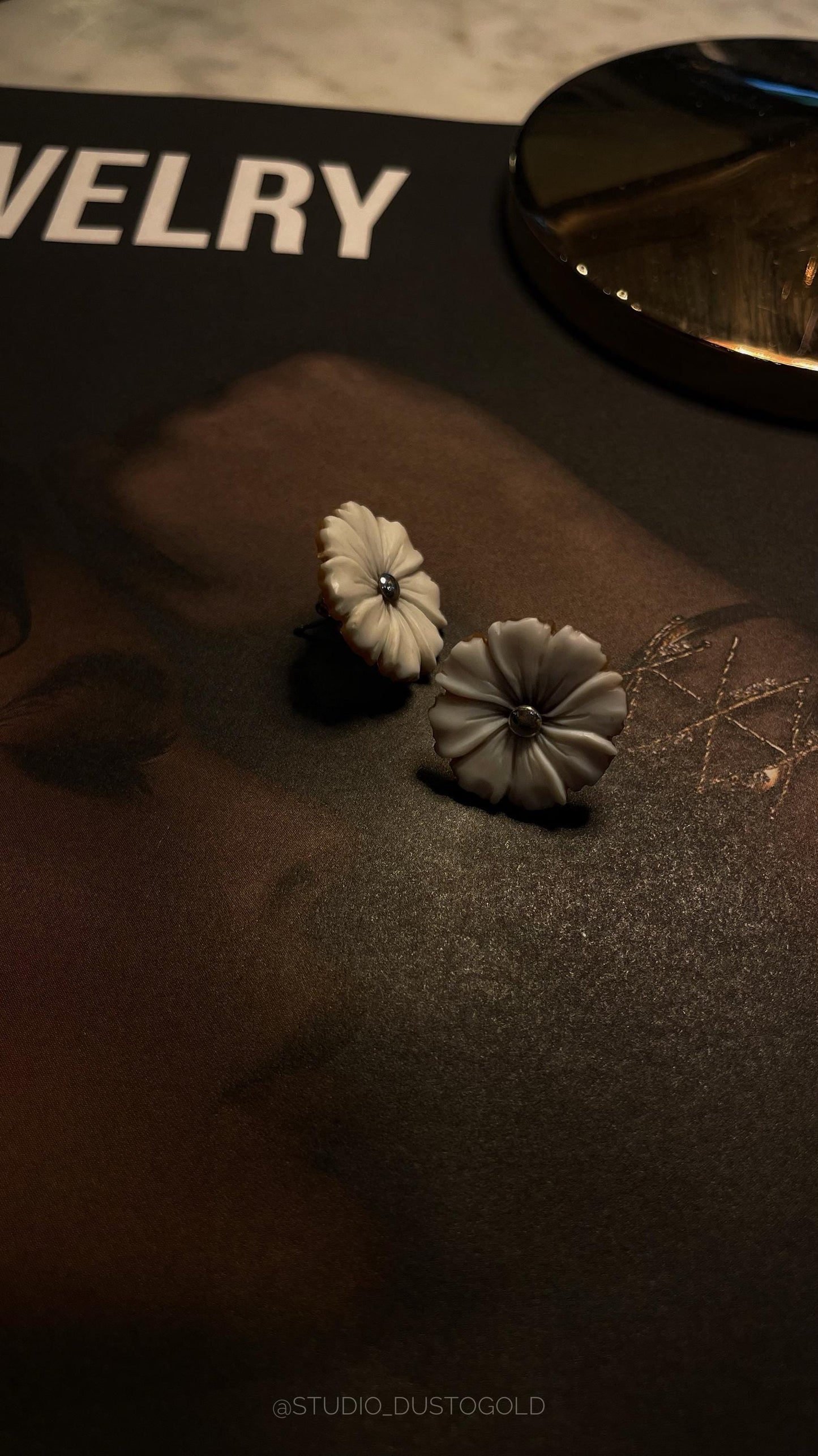 Floral Cameo Earrings, 100% seashell