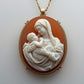 Virgin Mary Cameo Necklace, Christian Pendant, baby Jesus jewelry, 18k Gold Chain Necklace