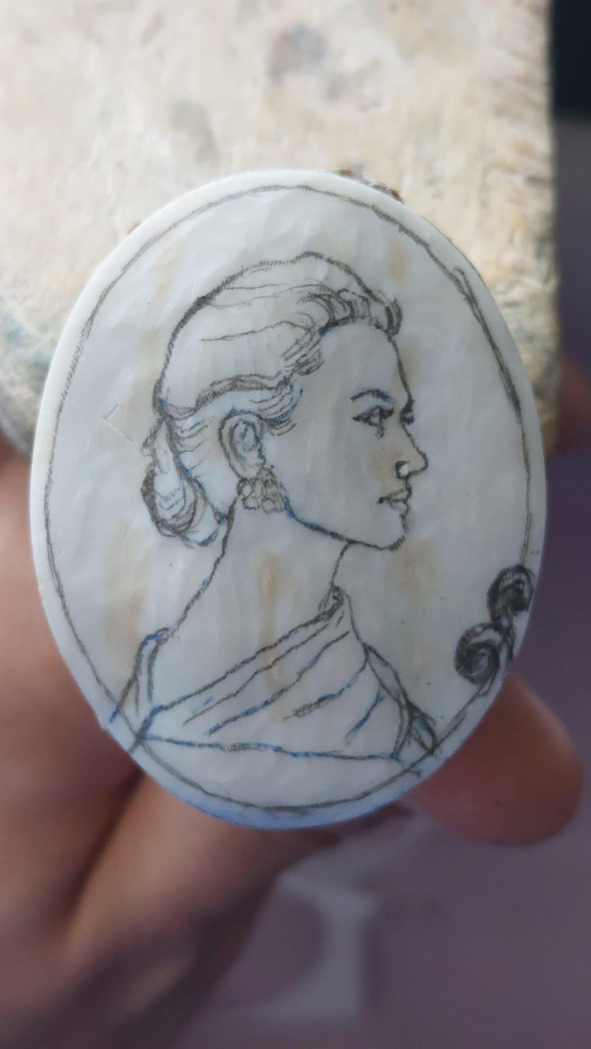Personalized Portrait Cameo Necklace, Handmade Shell Jewelry, Made in Italy