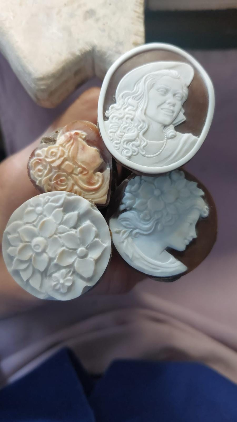 Floral Cameo Earrings, 100% seashell