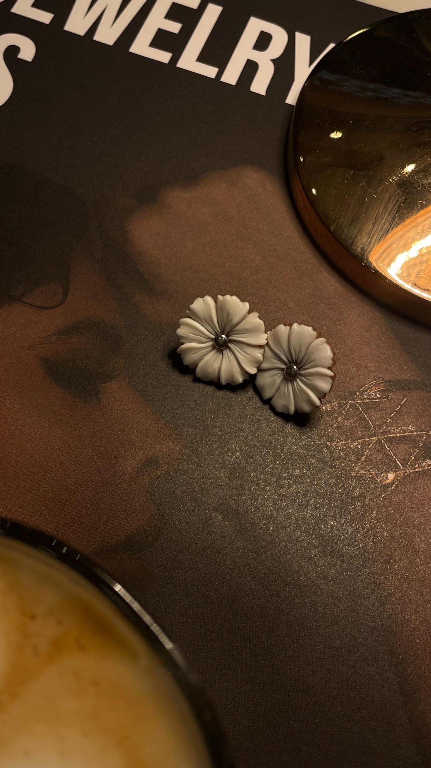 Floral Cameo Earrings, 100% seashell