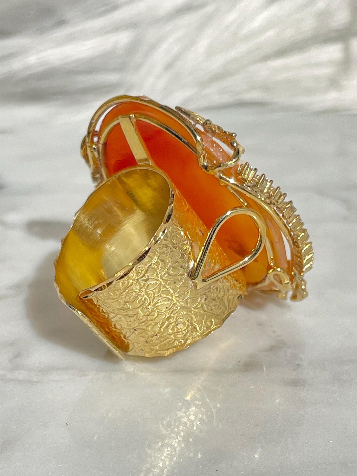 Lion and girl Cameo Ring NYFW runway