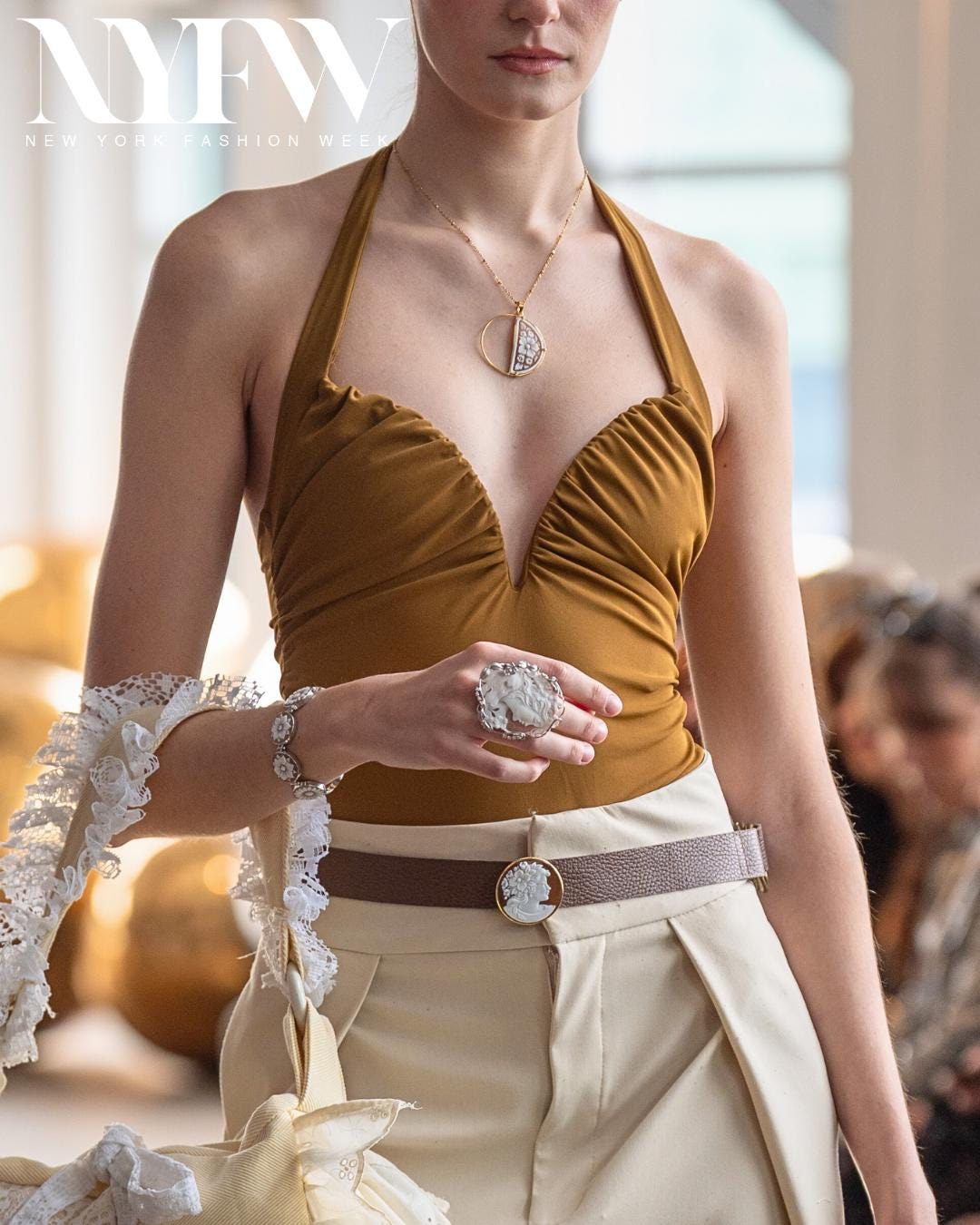 Lion and girl Cameo Ring NYFW runway