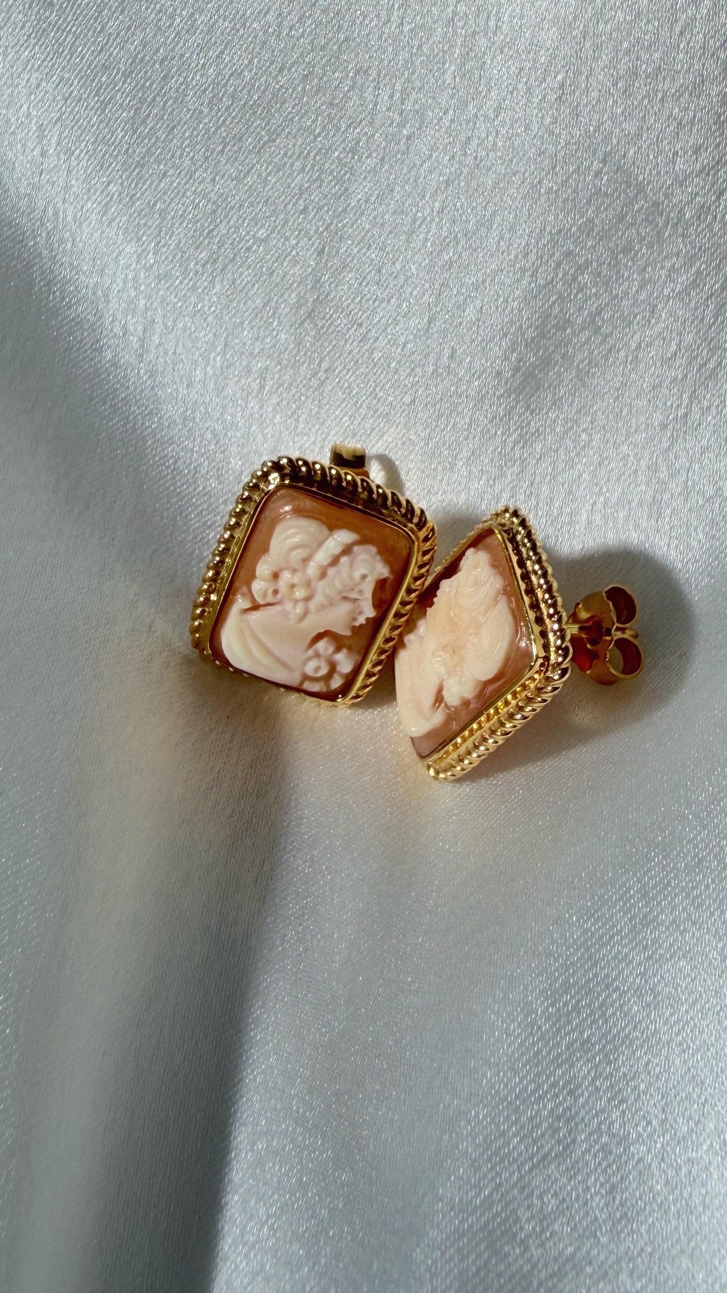 Handcrafted Square Cameo Earrings