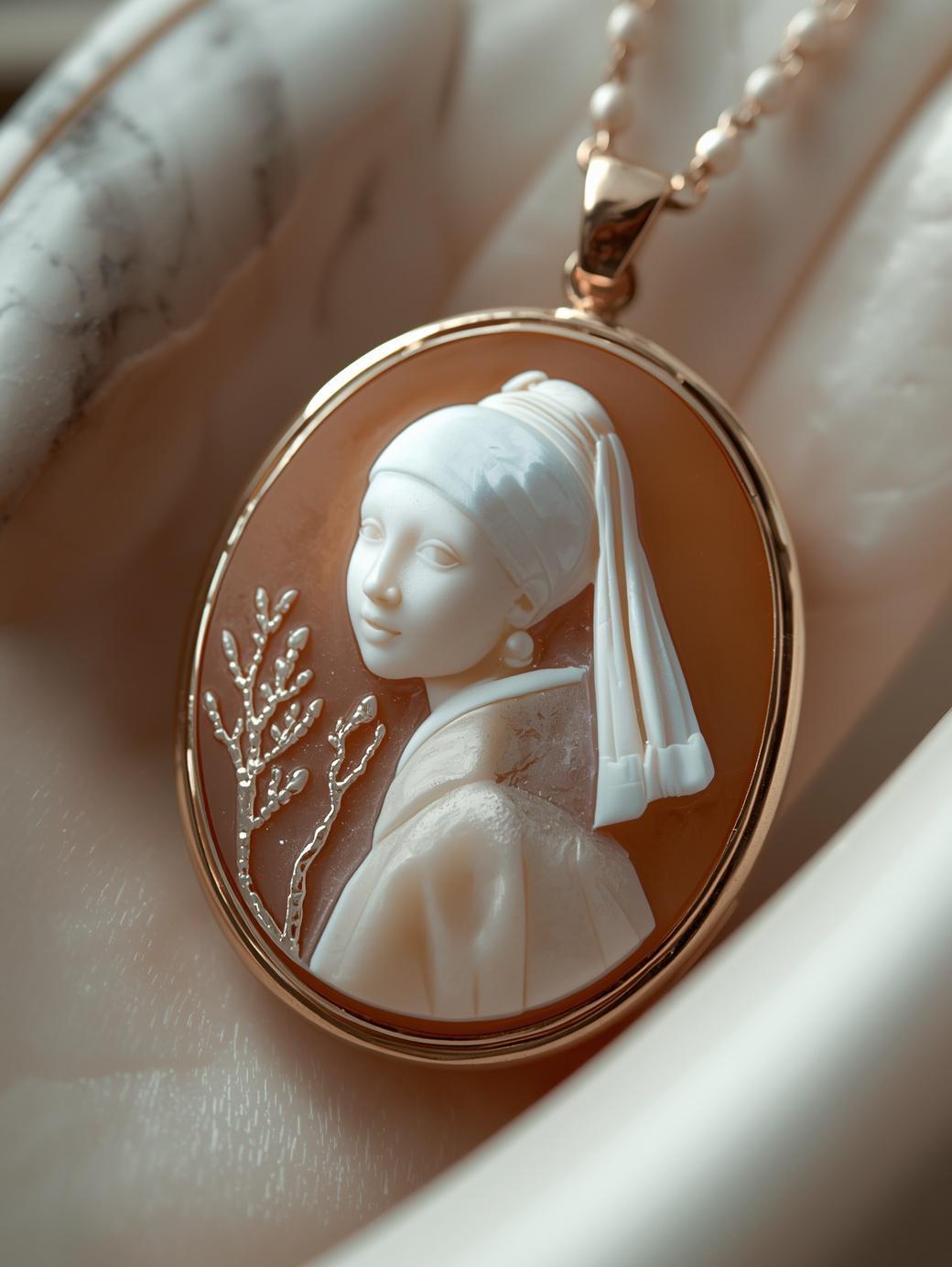 Girl With Pearl Earring Inspired Cameo