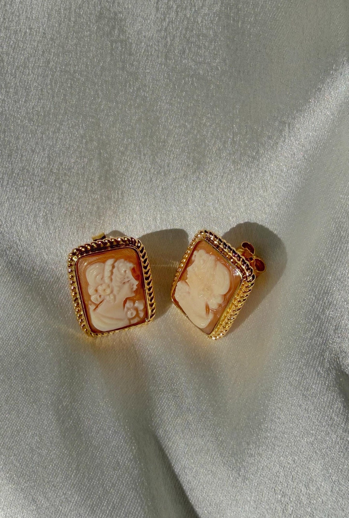 Handcrafted Square Cameo Earrings