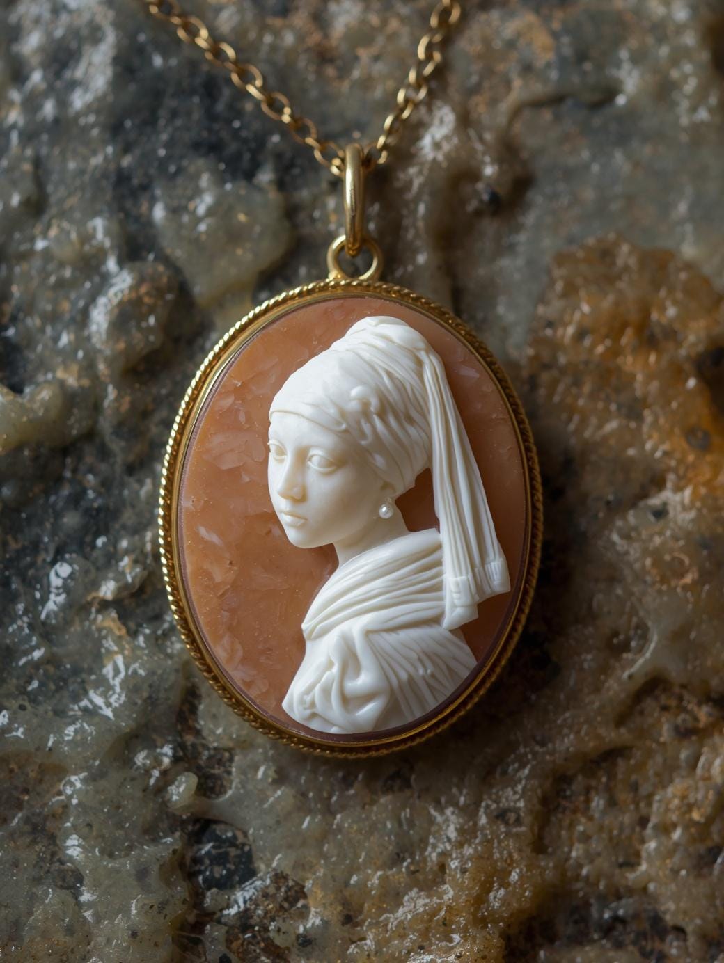 Girl With Pearl Earring Inspired Cameo