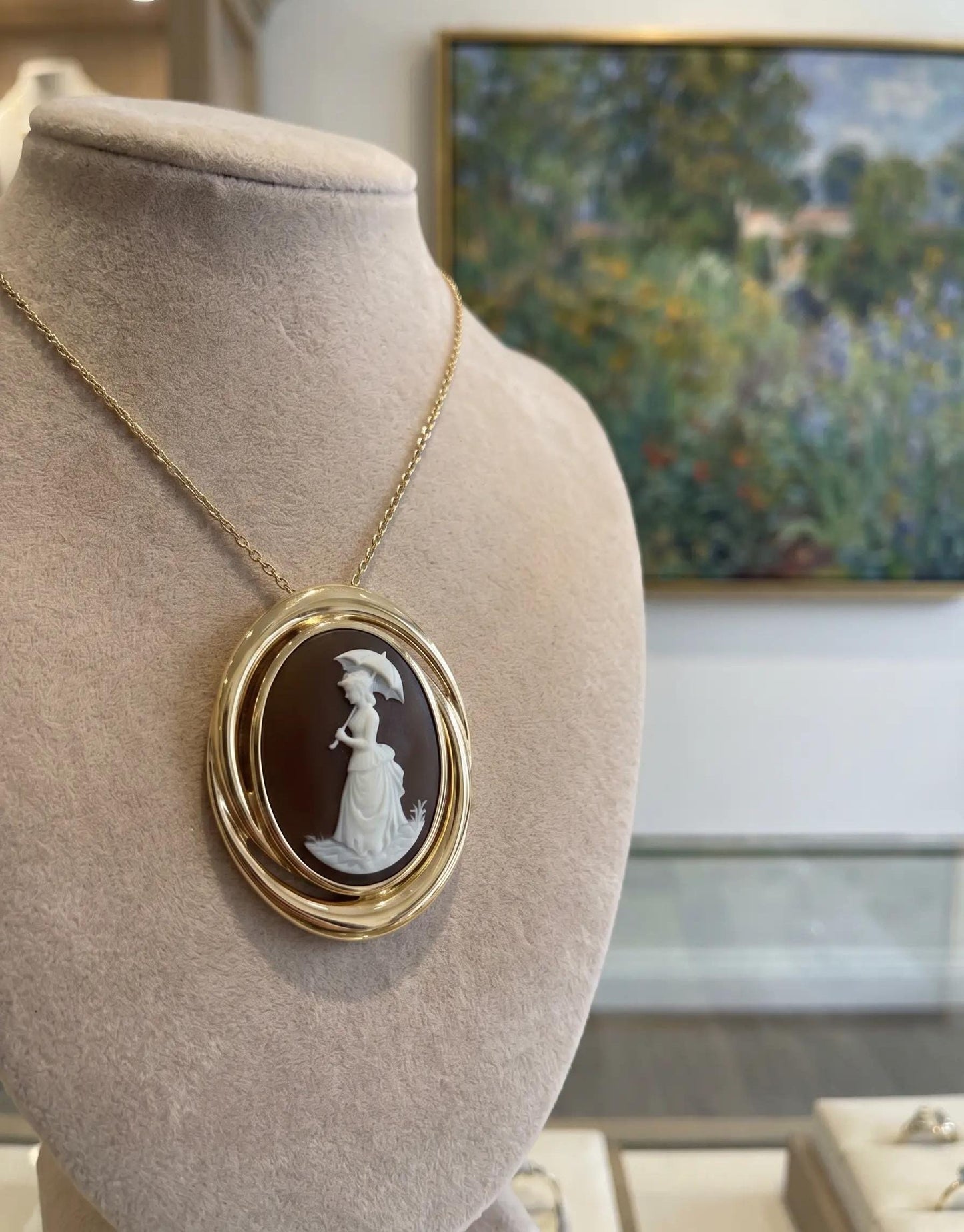 Woman With A Parasol Cameo Necklace