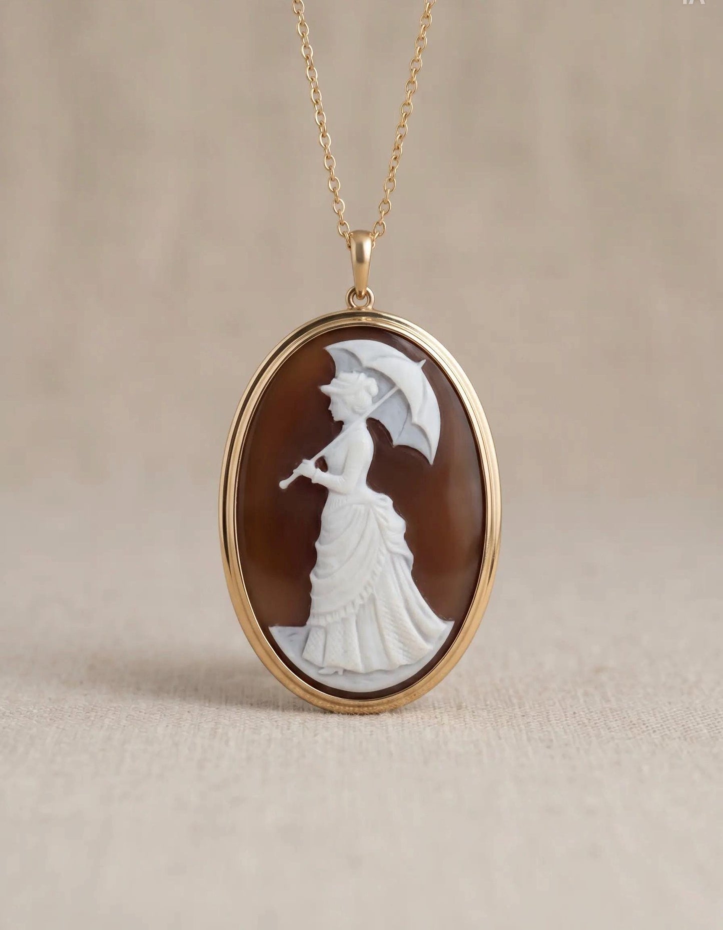 Woman With A Parasol Cameo Necklace