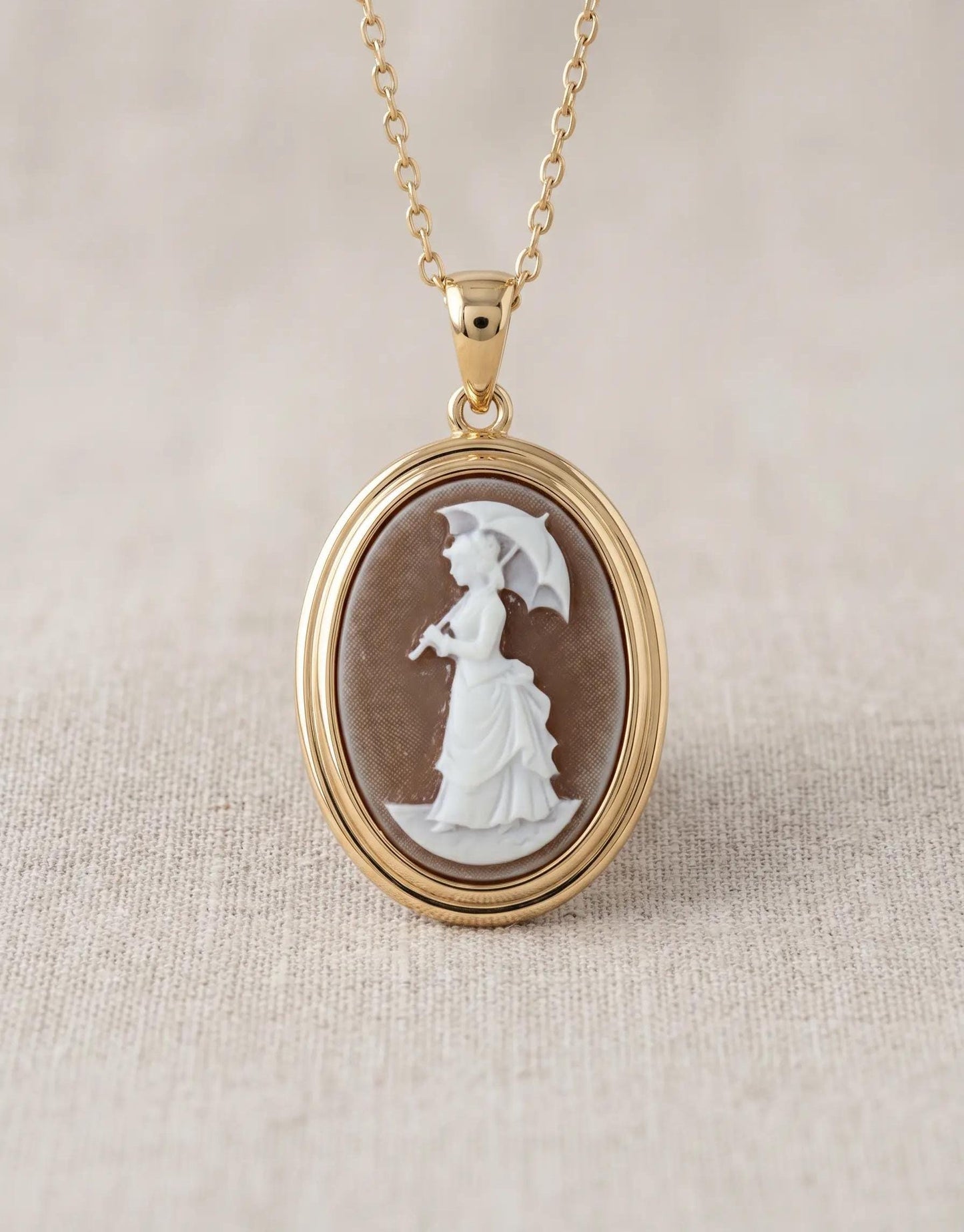 Woman With A Parasol Cameo Necklace