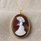 handmade Cameo necklace with a silhouette of the woman with a parasol painting by claude monet 
