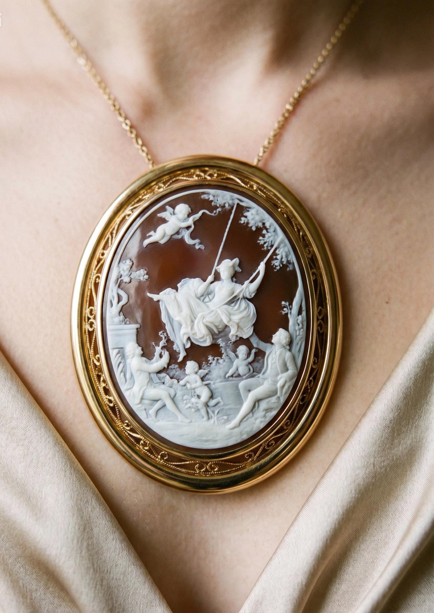 Jean-Honoré Fragonard, 'The Swing' Cameo Necklace