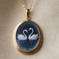 Blue Cameo Swan Ring