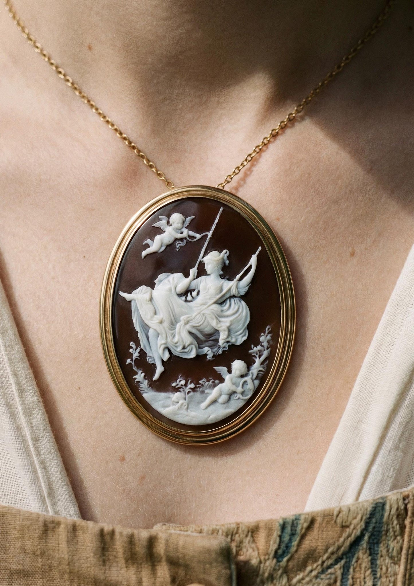 Jean-Honoré Fragonard, 'The Swing' Cameo Necklace
