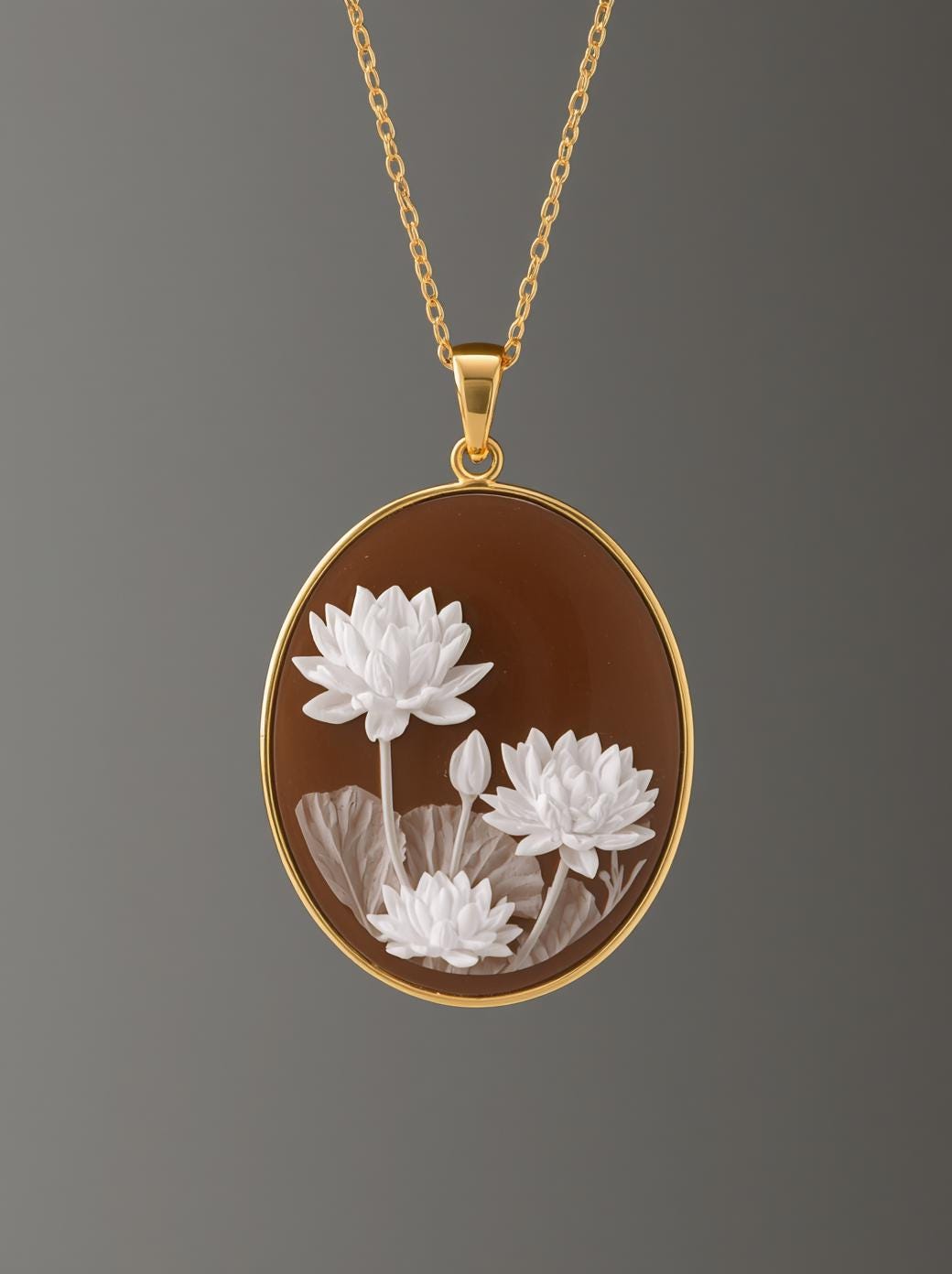 "Water Lilies" Cameo necklace