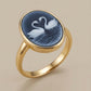 Blue Cameo Swan Ring