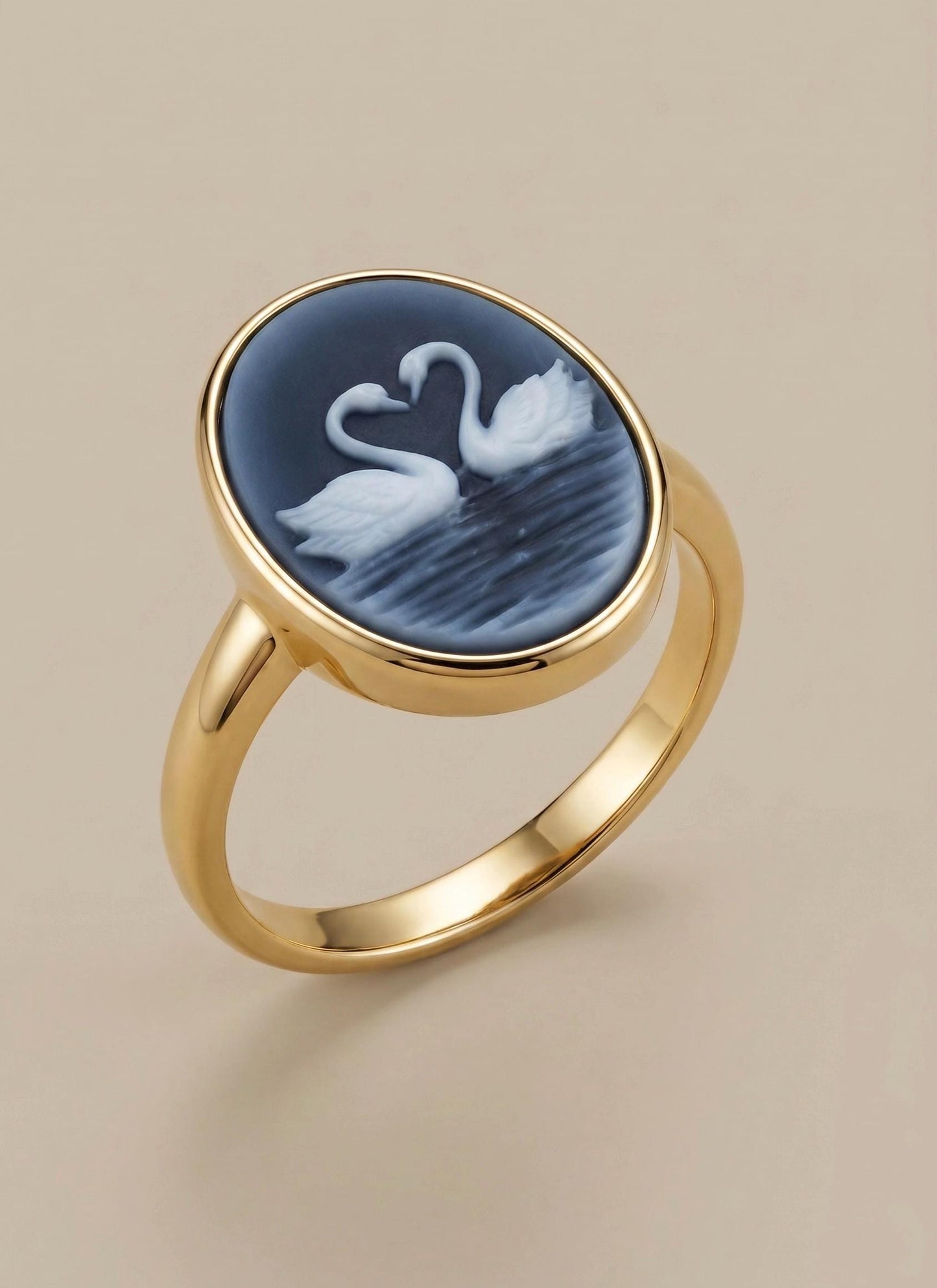 Blue Cameo Swan Ring