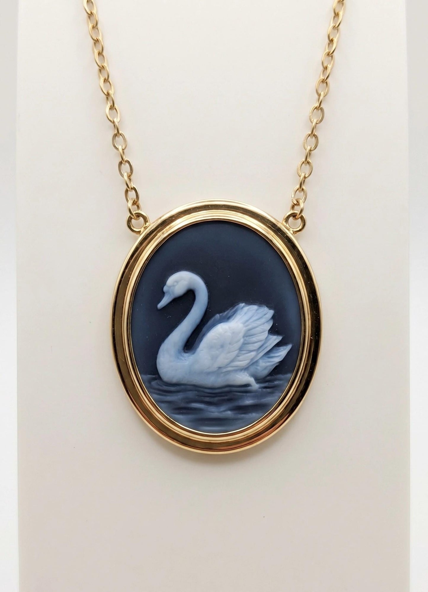 Blue Cameo Swan Necklace