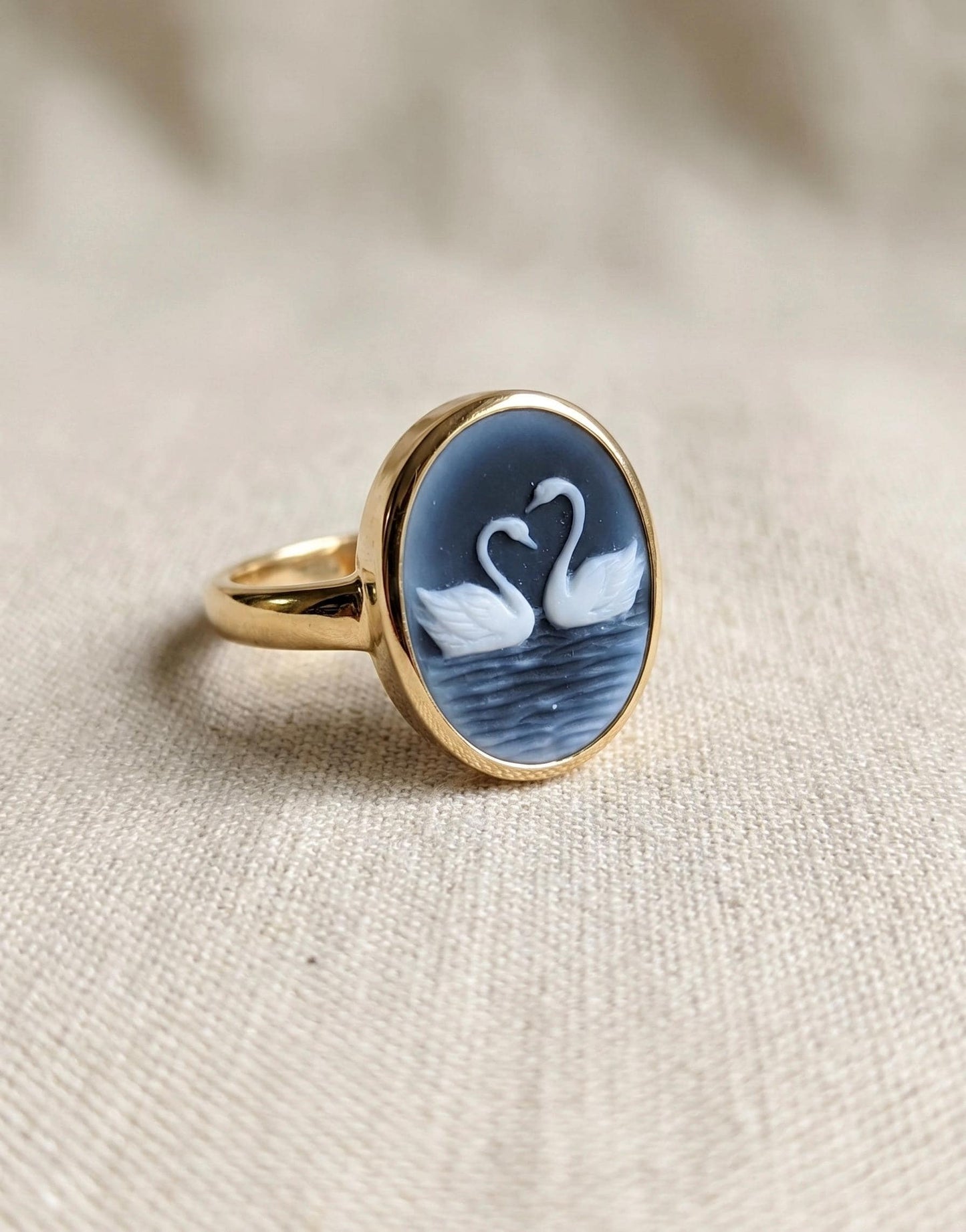 Blue Cameo Swan Necklace