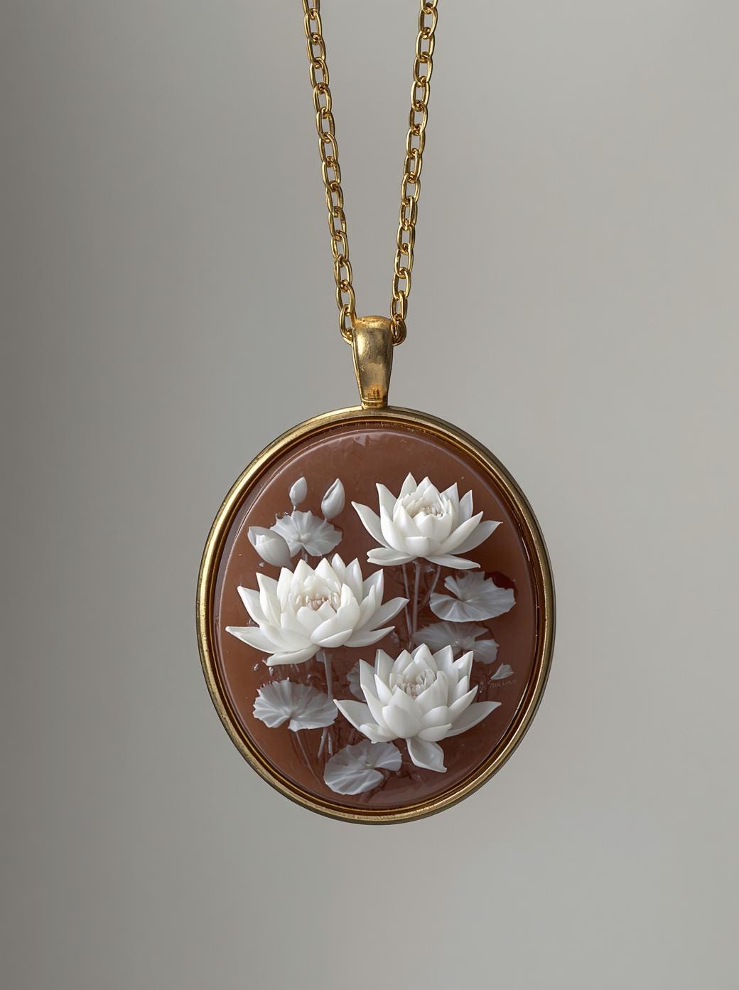 "Water Lilies" Cameo necklace