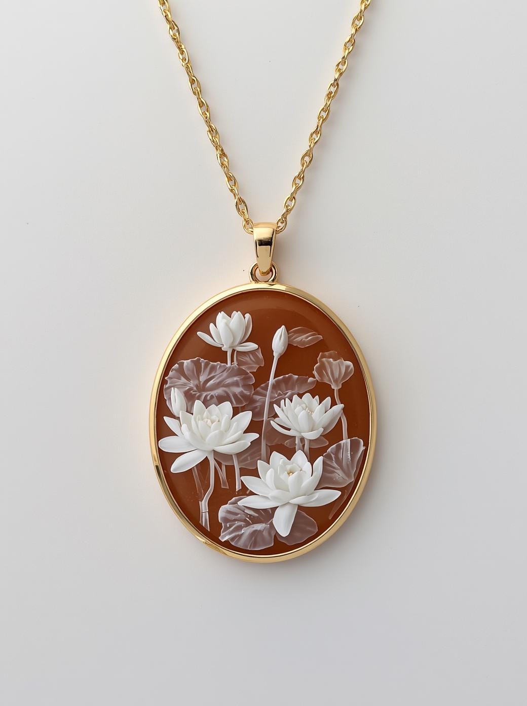 "Water Lilies" Cameo necklace
