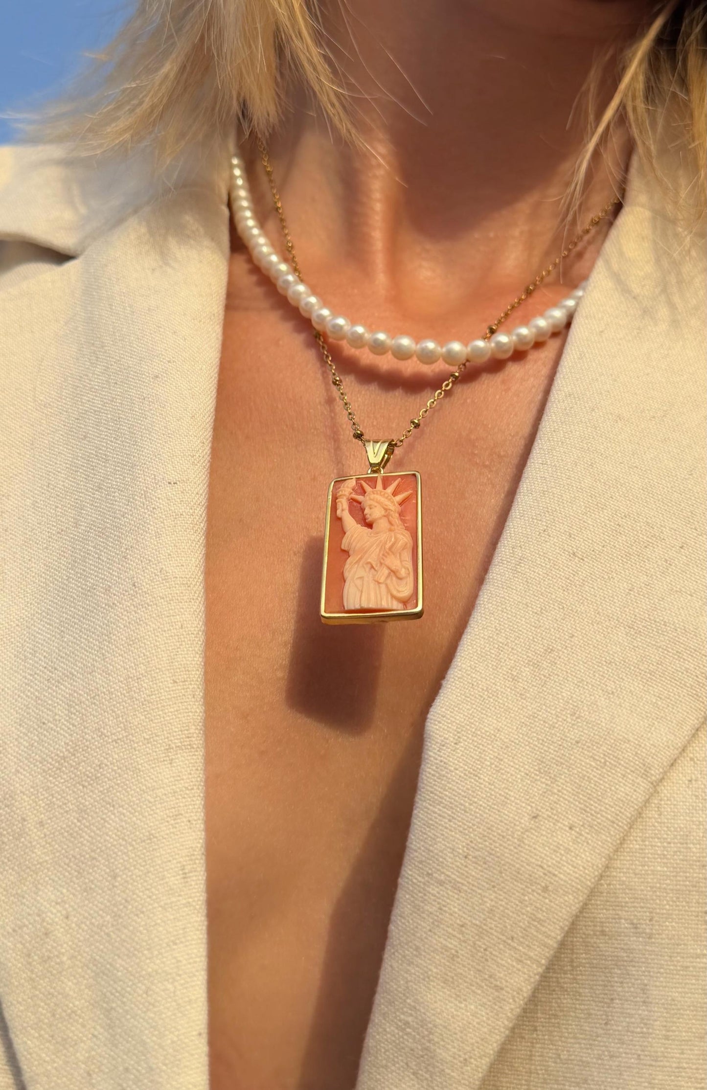 Statue of Liberty Cameo Necklace