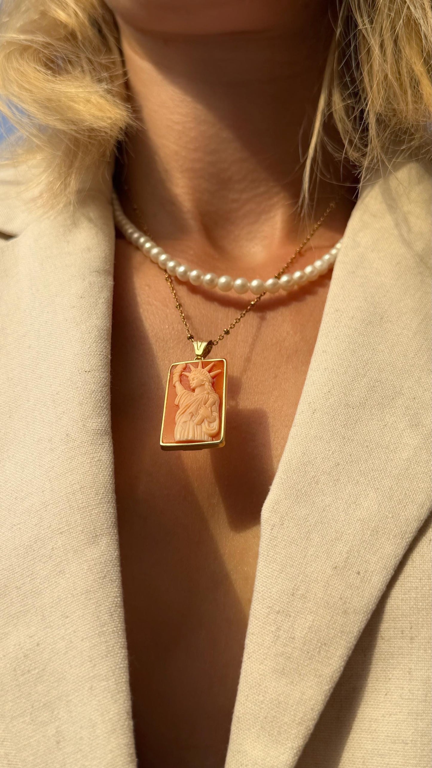 Statue of Liberty Cameo Necklace