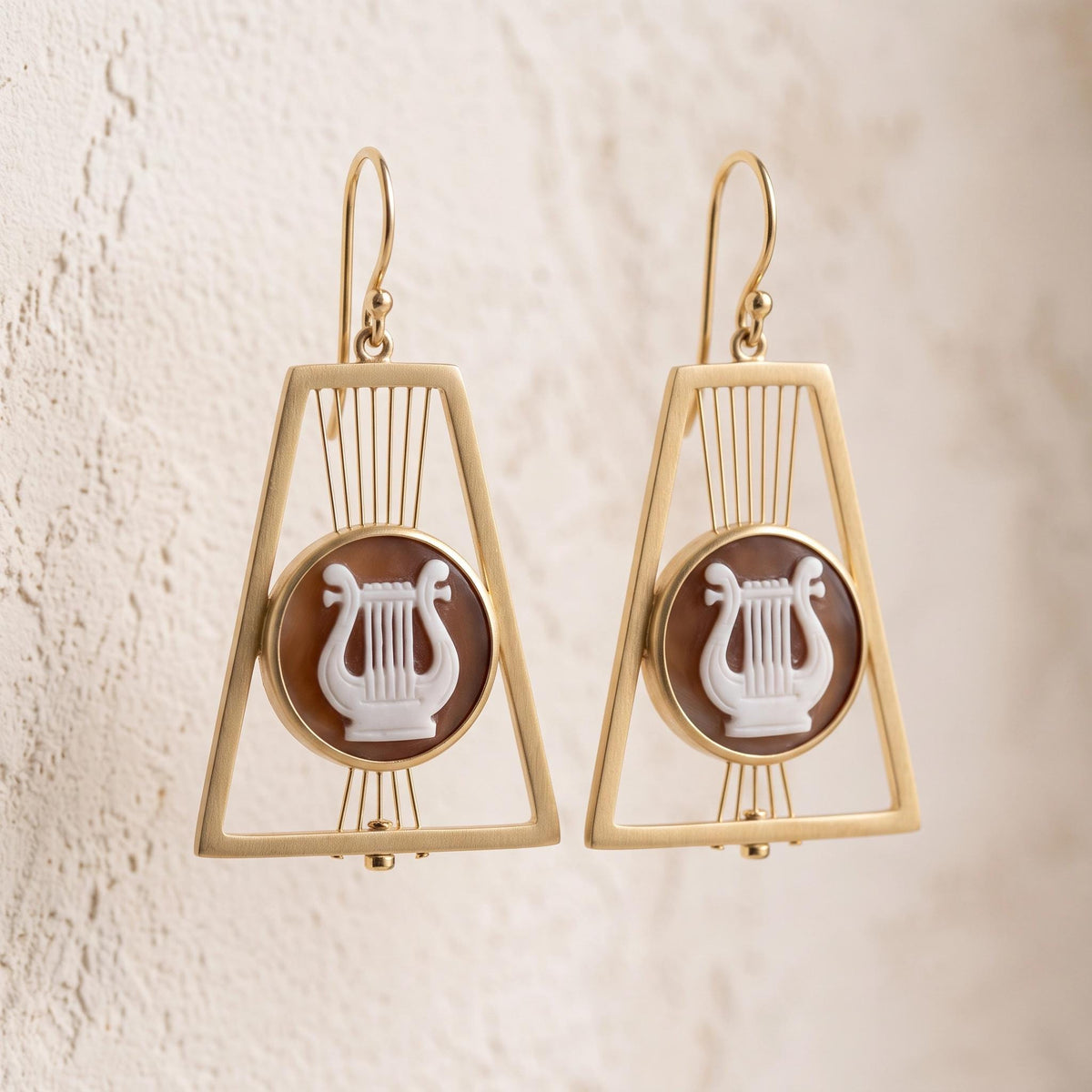 Davids Harp Cameo Earrings